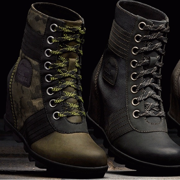 RARE Sorel Lexie Wedge Boot Hiker Green - Picture 3 of 16